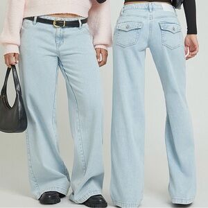 PacSun Casey Button Pocket Low Rise Baggy Jeans Light Indigo